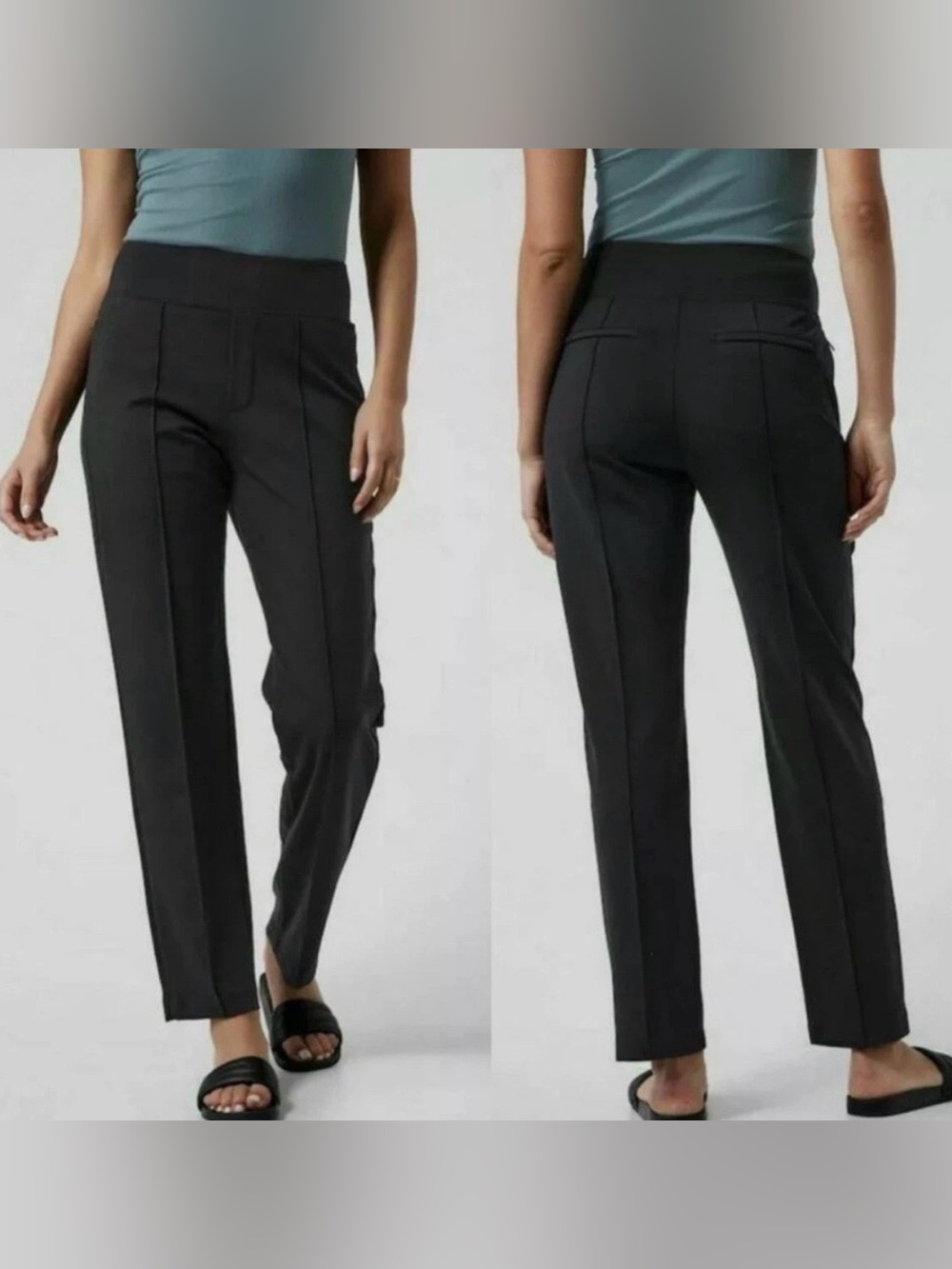 Athleta Black Tencel Stretch Seam Front‎ Eastbound Straight Leg Pants Women 6